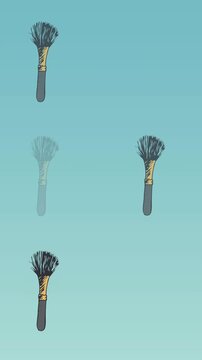 Animation of make up brush repeated on blue background