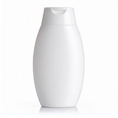 AI generated mockup of blank white plastic cosmetic bottle with flip cap isolated on light background
