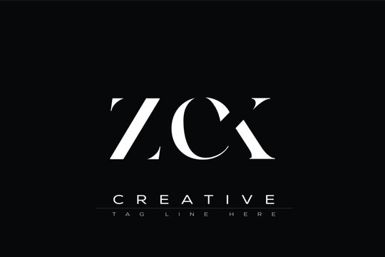 ZCK abstract letter logo design. This logo is designed by three abstract letters.