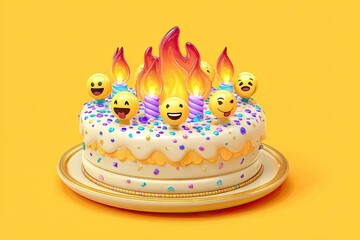 Birthday cake with emoji candles