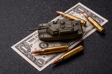 Money, cash dollars to fund weapons for war and defense against attack. Dollars for war
