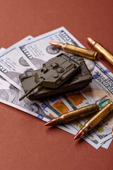 Money, cash dollars to fund weapons for war and defense against attack. Dollars for war