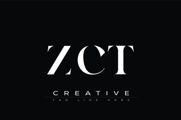 ZCT abstract letter logo design. This logo is designed by three abstract letters.