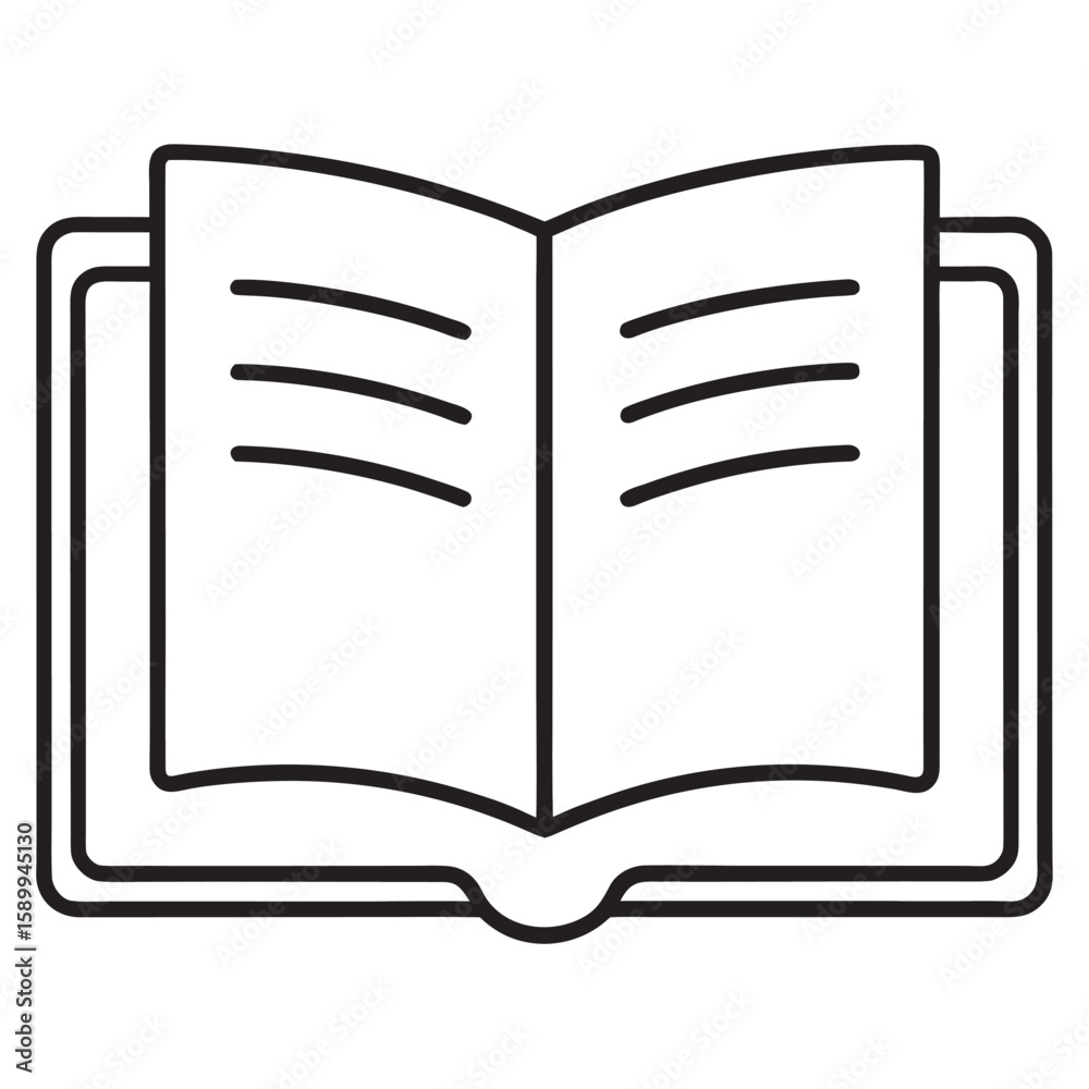 Poster open book with text lines minimal outline icon reading knowledge