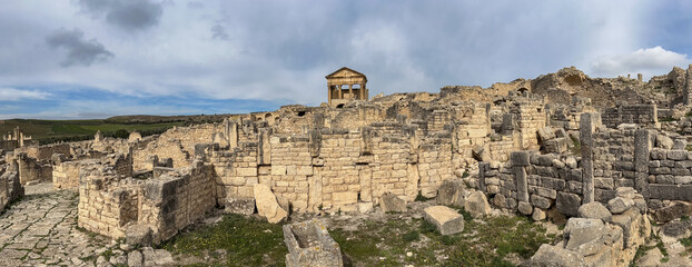 A view of the Roman ruins of Dougga (Thugga) in Tunisia