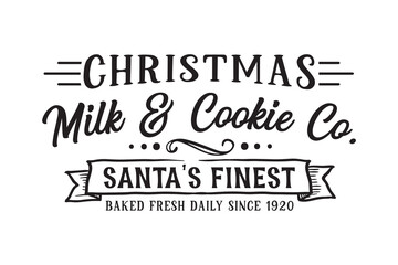 Christmas Milk & Cookie Co. Sign – Christmas Sign SVG Typography Design