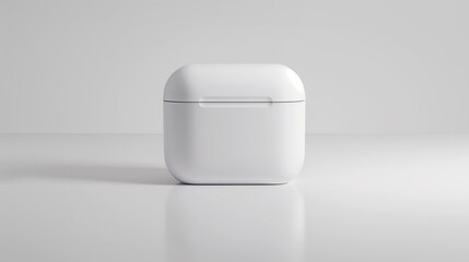 An airpods case is isolated on white background, showcasing its sleek design and modern technology
