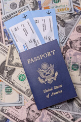 US passport for travelling, flying and doing business. USA document, id