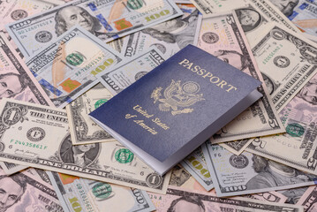 US passport for travelling, flying and doing business. USA document, id