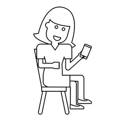 Illustration of a Woman Checking Phone When Sitting On a Chair