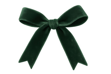 Dark green velvet bow adding a touch of elegance, isolated on a transparent background, perfect for festive decorations or gift wrapping