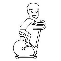 Obraz premium Illustration of Man on Staionary Bike