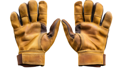 Leather Work Gloves, isolated on transparent background