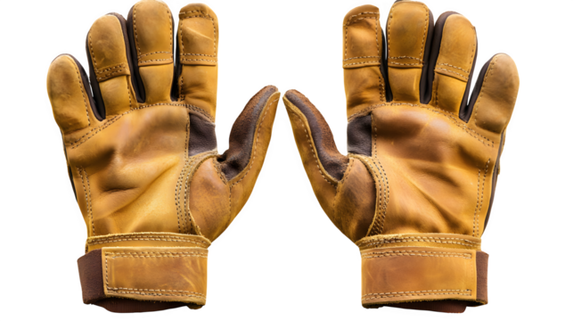 Leather Work Gloves, isolated on transparent background