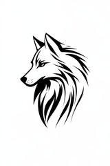 Obraz premium This design features a black silhouette of a wolf in profile, exuding strength and elegance, set on a stark white backdrop