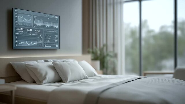 Patient vitals dashboard with curved UI panels and calming colors