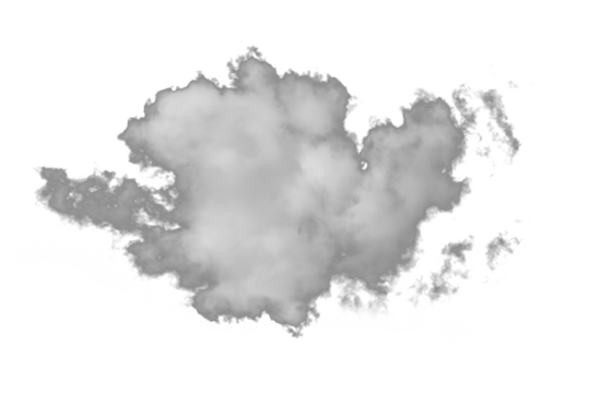 White grey cloud isolated cutout on transparent