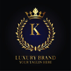 Elegant Royal Luxury Brand Logo Design Letter K Logo

