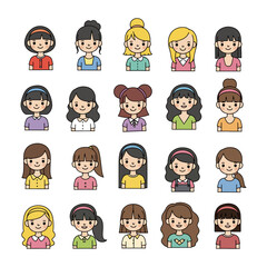 Adorable Cartoon girl Avatar – Flat Style Vector Character Design