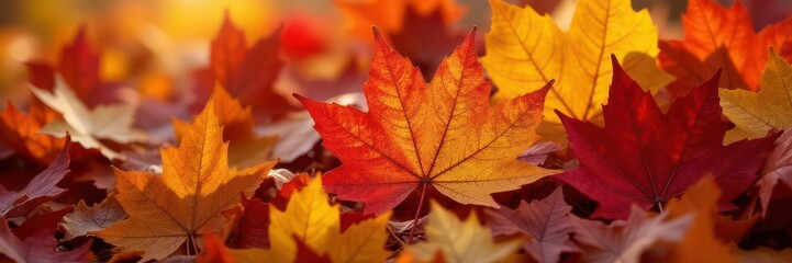 Crisp, vibrant autumn leaves in a colorful pile , illustration, leaves pile, vibrant