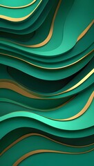Abstract emerald green and gold wave background luxury wallpaper design concept art