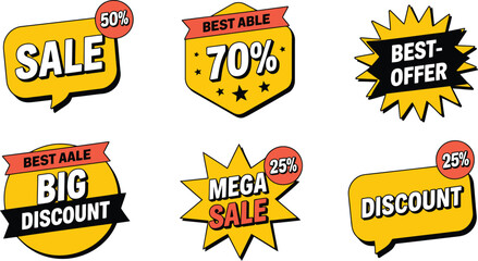 Sale discount offer vector design template for promotion marketing with mega sale best deal and big sale