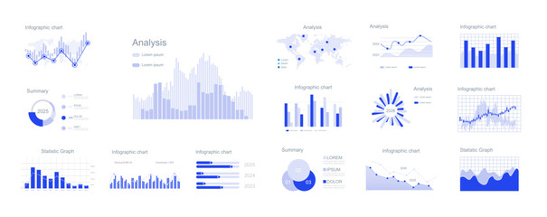 UI Infographic elements. Modern presentation with infographics, dashboard. Use in presentation templates, mobile app and corporate report. Vector illustration.