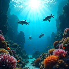 Fototapeta premium coral reef and fishes