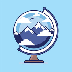 Mountain Landscape Inside Globe Vector Illustration