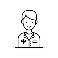 Simple Line Art Illustration of a Smiling Healthcare Professional.