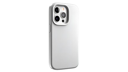 3D silver mobile phone rendering on white cartoon style  
