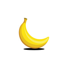 Bright Yellow Banana Vector Illustration with Subtle Shadow