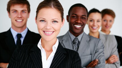 Smiling diverse group of business professionals in suits