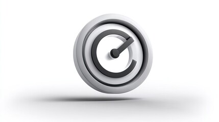 3D circular icon, gray and black, with a progress indicator