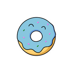 Fototapeta premium Cute Kawaii Donut with Winking Face and Sprinkles