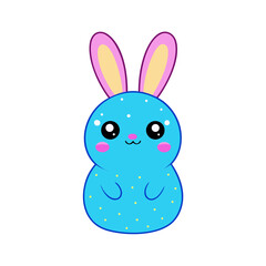 Fototapeta premium Cute Kawaii Bunny with Sparkly Eyes and Sprinkles