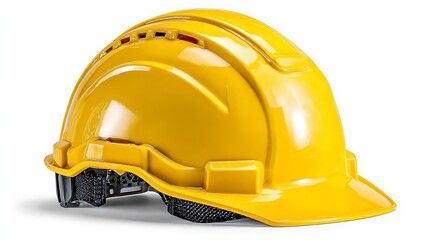 Fototapeta premium Elegant 3D yellow safety helmet in cartoon style 