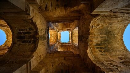 A view of the ruins of the El Djem (Jem) Roman amphitheatre in Mahdia, Tunisia