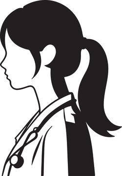recommend clip art: Woman doctor profile silhouette with stethoscope medical