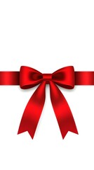 Fototapeta premium Elegant Red Satin Ribbon Bow on White Background Festive Gift Decoration