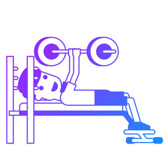 Illustration of Man Doing Barbell Bench Press Exercise
