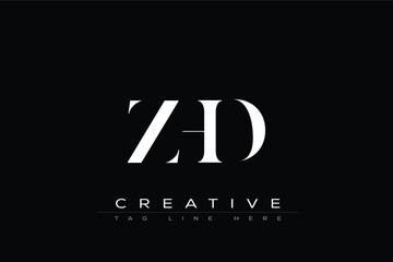 ZHD abstract letter logo design. This logo is designed by three abstract letters.