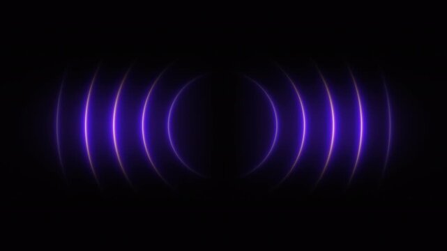 Purple neon sound waves seamless motion. Vibrant audio waves and waveform. Abstract technology background, searching and connecting concept. Radio signal, music visualization, and voice recording. 4k.