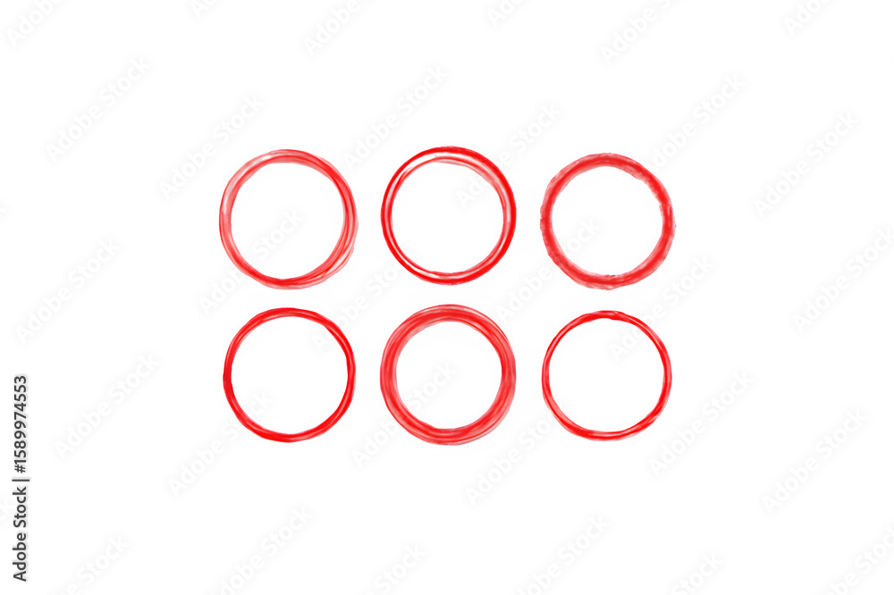 Fototapete Red Highlighter Circle PNG Set – Hand-Drawn Marker Style – Isolated on Transparent Background PNG for Highlighting Text and Annotations

