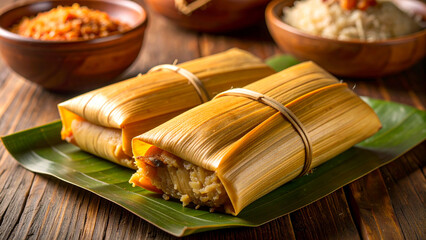Tamales (Guatemala) wrapped in banana leaves