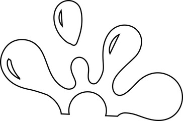 Circular ink drop shape with semi radial structure, defined stroke outline, and open hollow center framed by flowing lines.