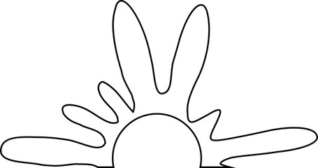 Dripping ink shape with central cavity and irregular smudge texture radiating from a semi circular droplet outline.