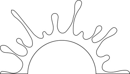 Ink burst with circular contour and splattered smudge forming a semi radial mark with scattered ink lines.