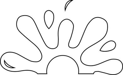 Small ink blot with spattered splash details and outline strokes arranged in a semi circular irregular pattern.