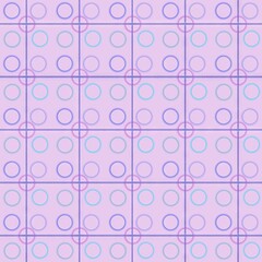 Geometric pattern with circles in pastel colors on purple background  
